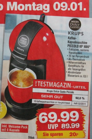 Rote Dolce Gusto Piccolo (KP 1006) bei Penny